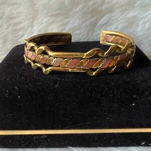 Boho Ethnic Indian Brass Tone Cuff Vintage Bracelet Open Pattern Design
